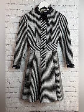 VINTAGE Jane Andre Classic Black and White Houndstooth Fit-and-Flare Dress XXS
